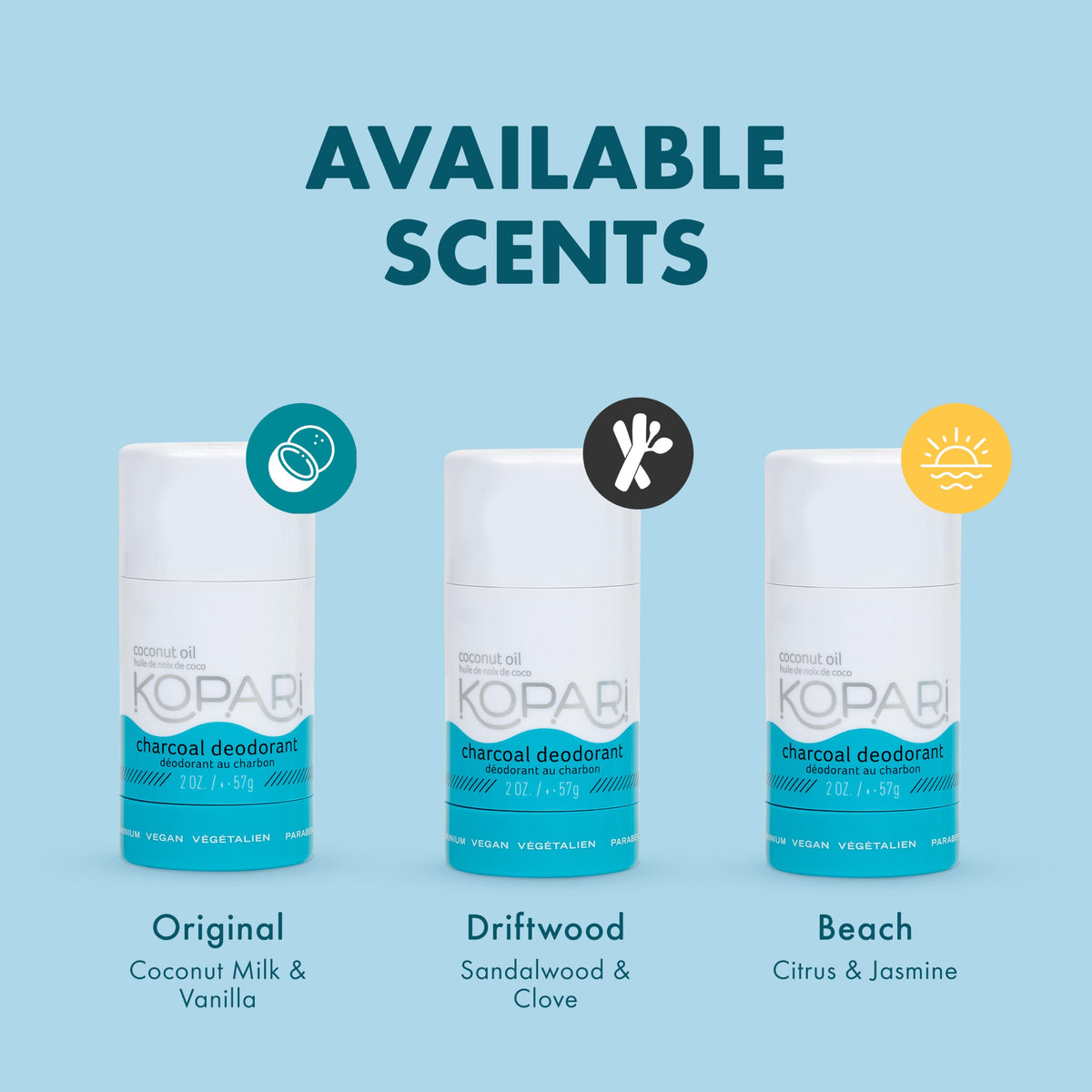 Kopari Coconut Deodorant ingredients list on packaging