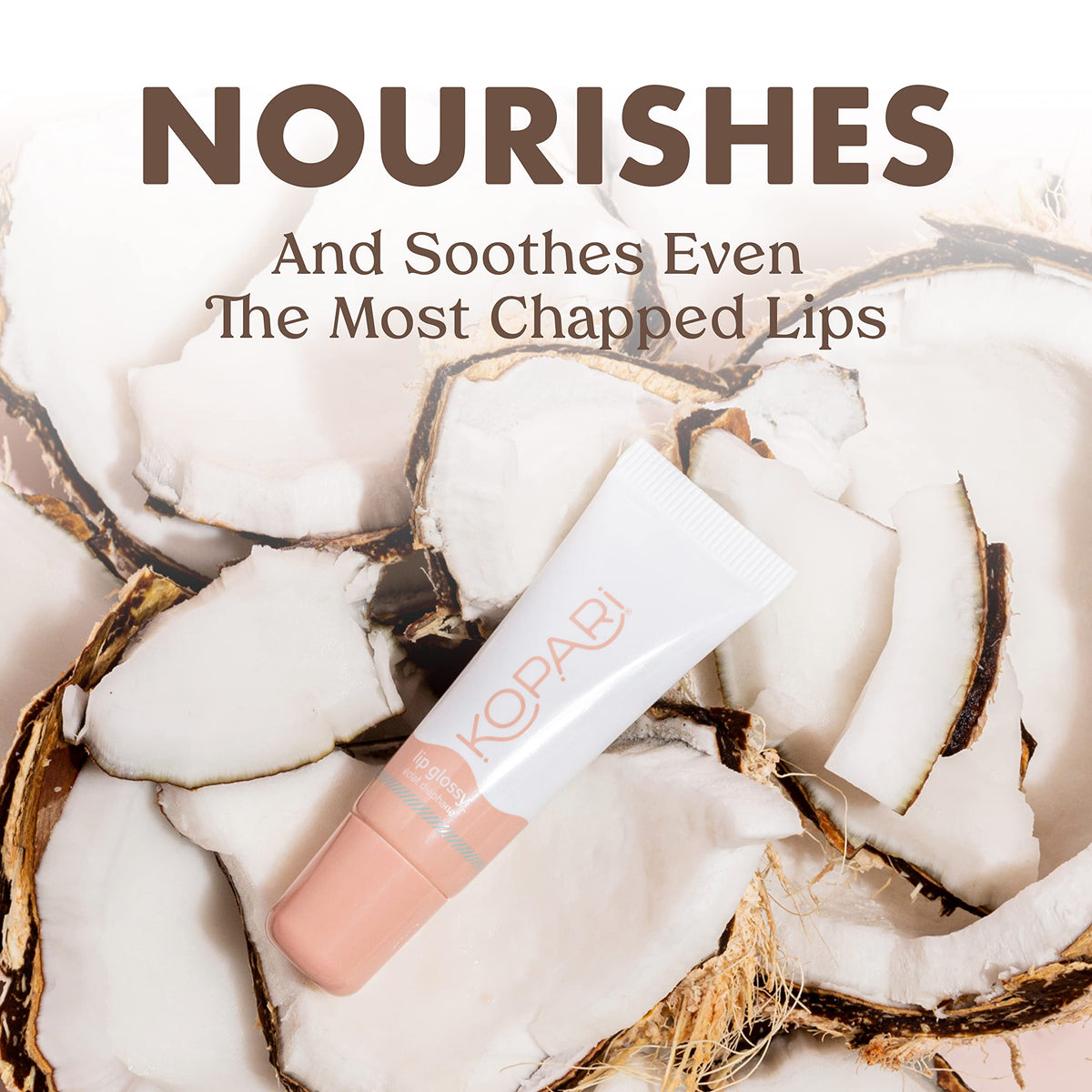 Kopari Coconut Lip Glossy Nude Tint Birthday Suit applicator close-up