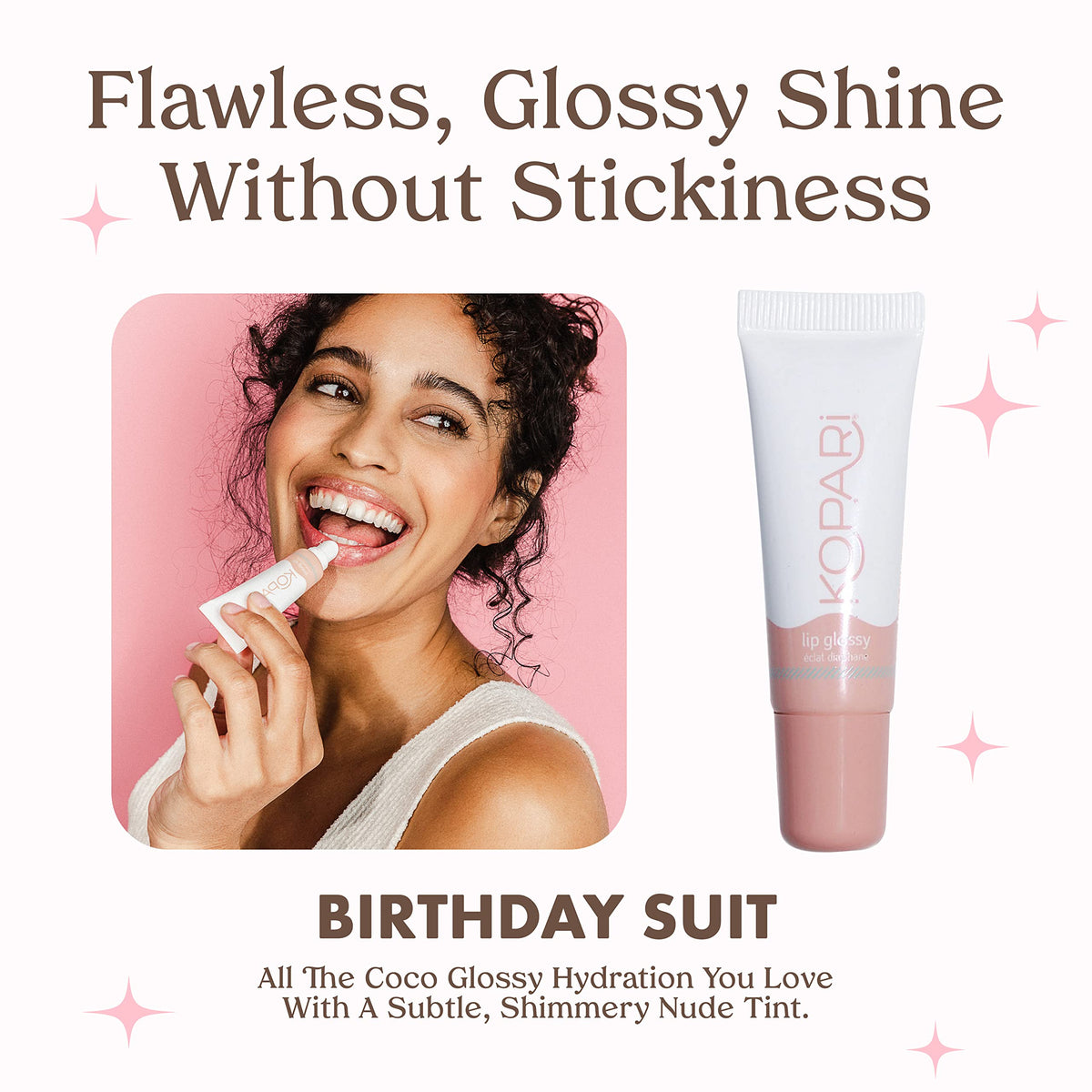 Kopari Coconut Lip Glossy Nude Tint Birthday Suit packaging