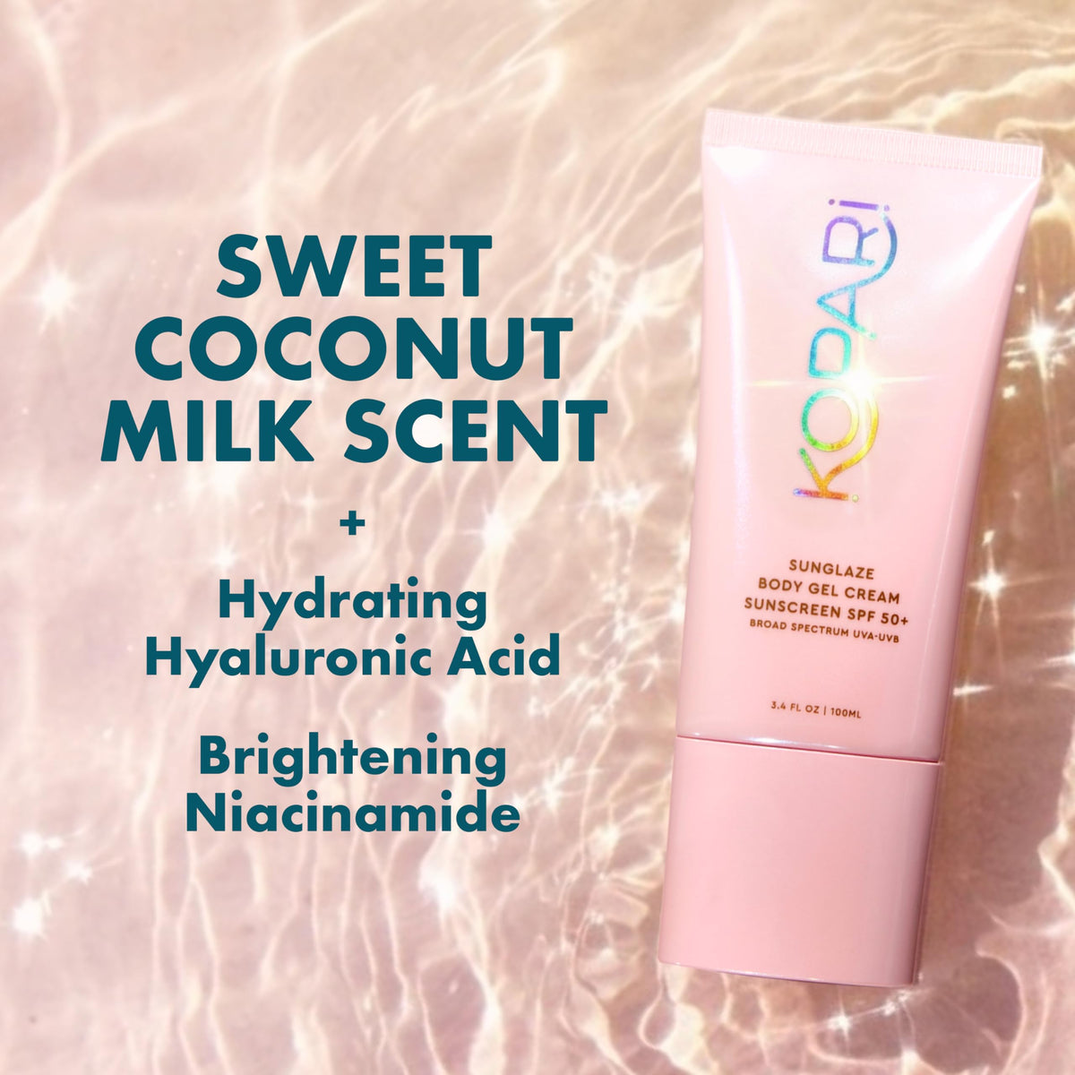 Kopari Sunglaze Body Gel Cream Sunscreen SPF 50+ lifestyle shot
