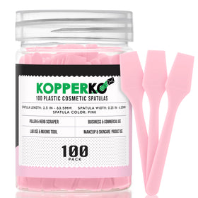 Kopperko Cosmetic Spatulas 100 pack front view with pink spatulas