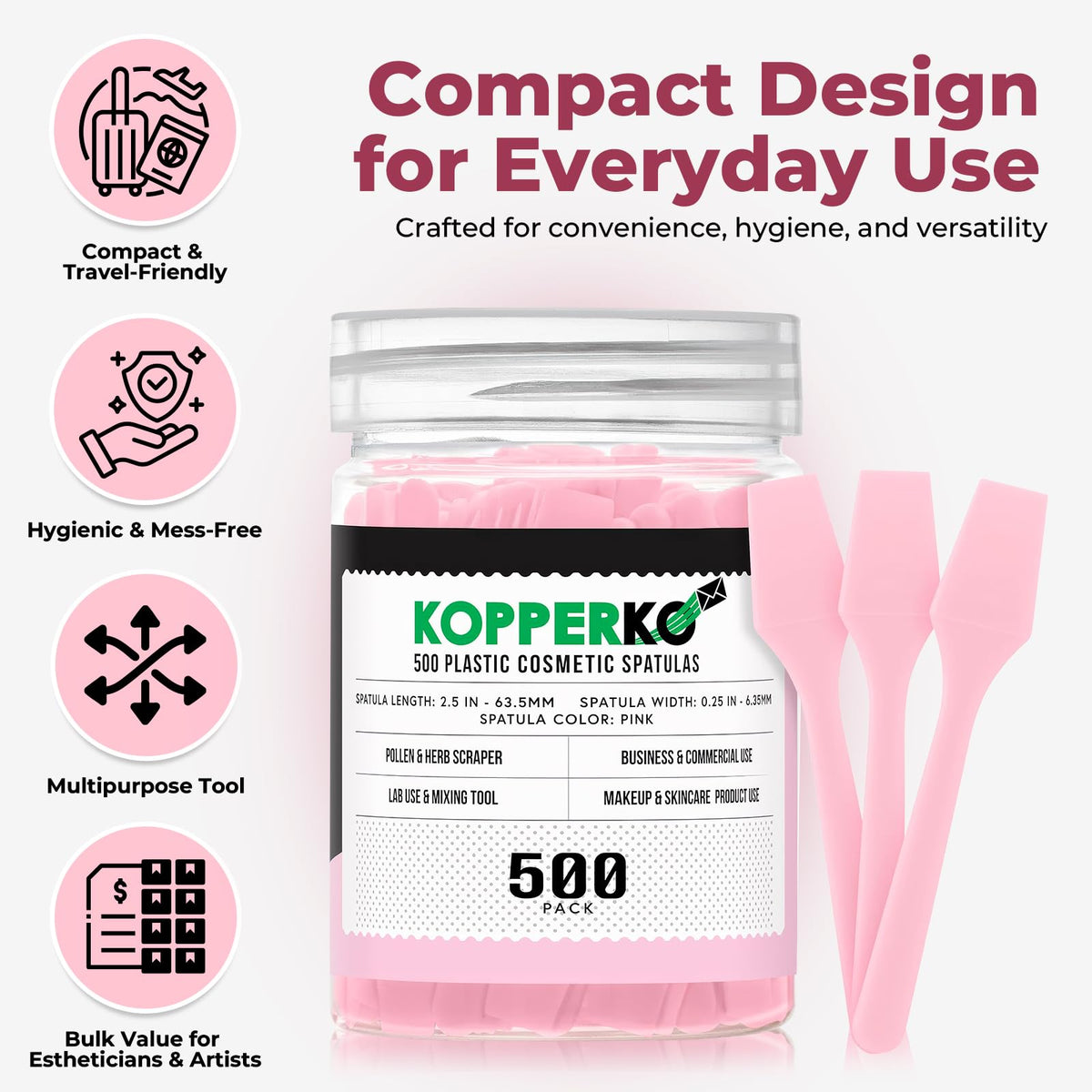 Kopperko Mini Face Cream Spatula 2.5 inch pink spatula