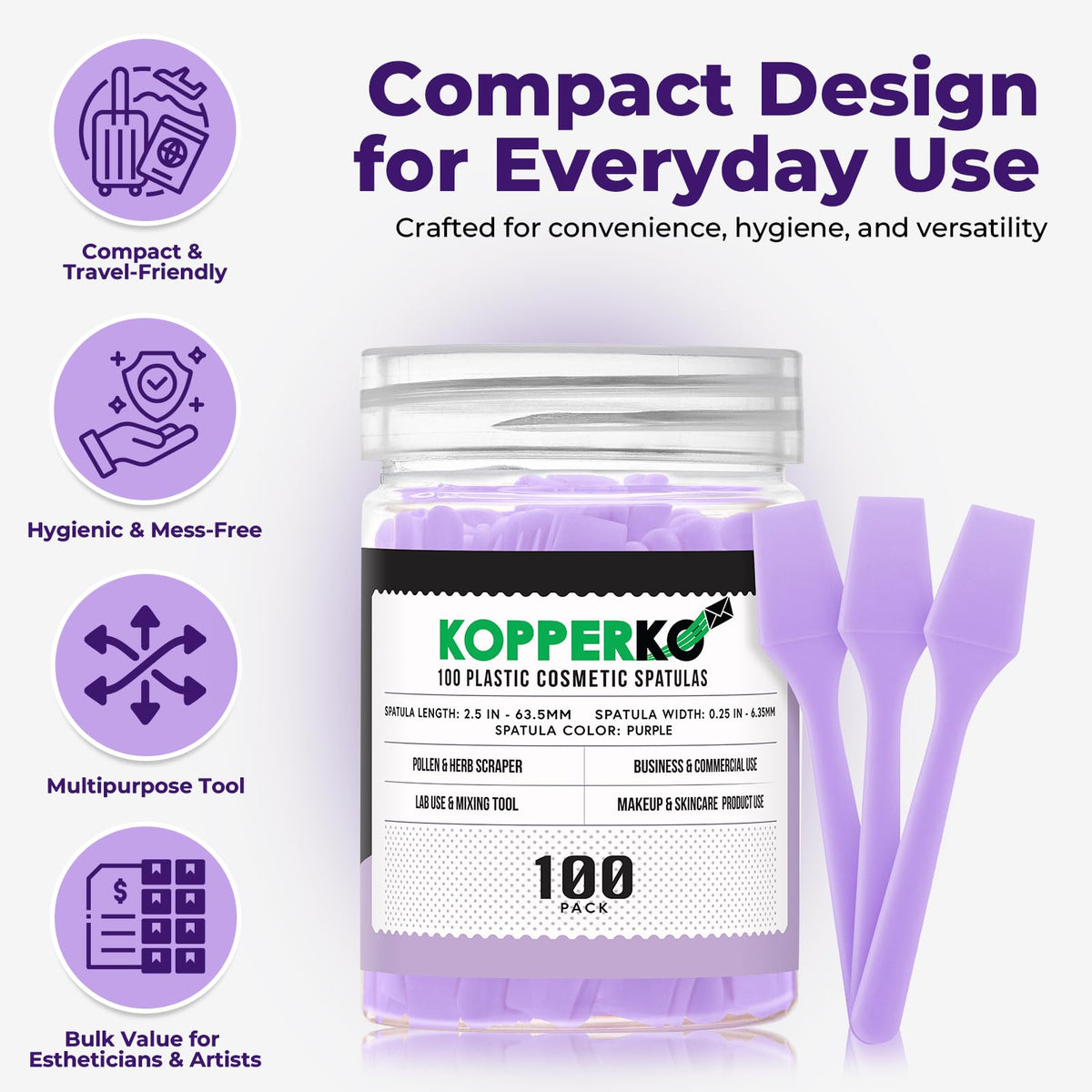 Kopperko Mini Face Spatula purple pack of 100