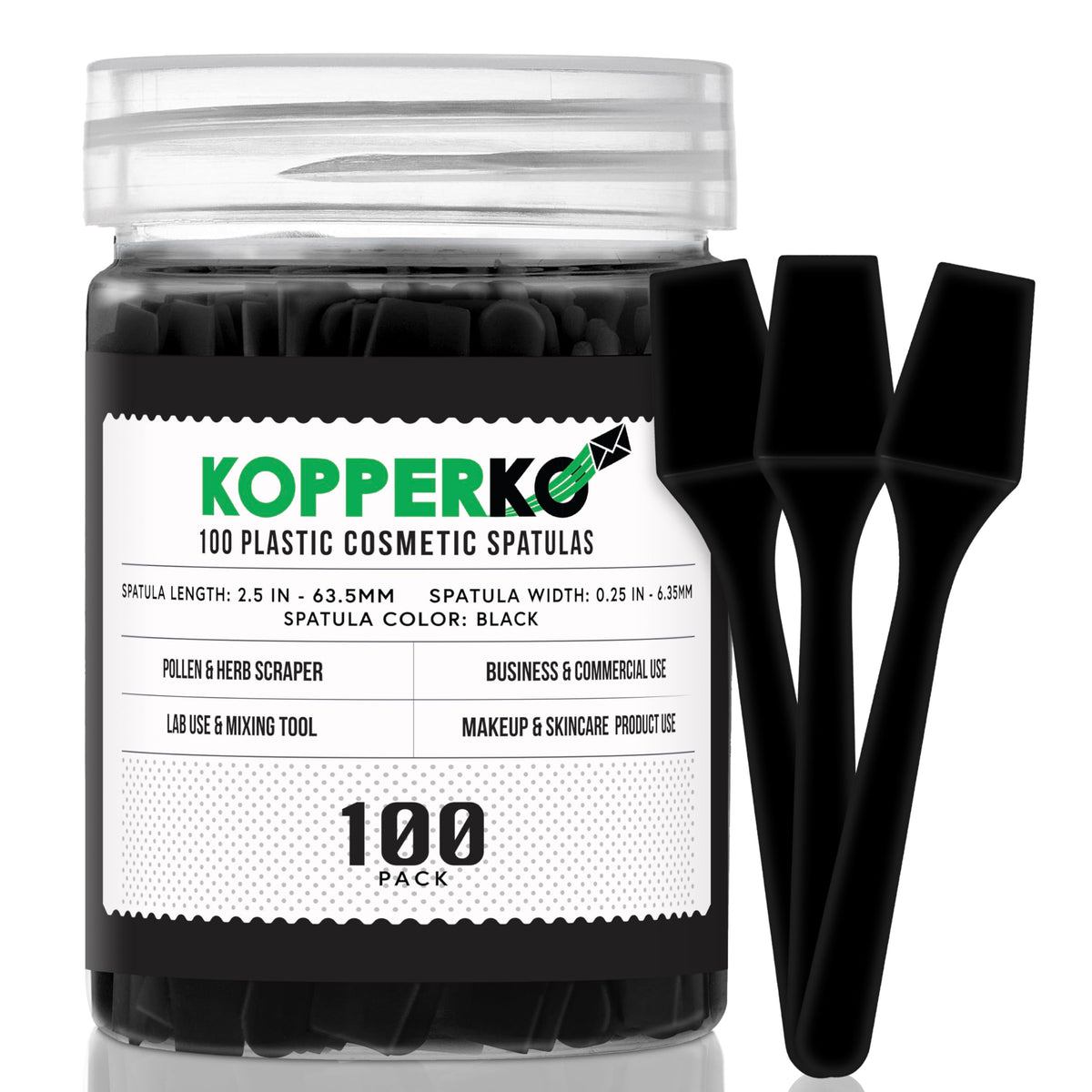 Kopperko Mini Lotion Spatula 2.5" black spatula front view