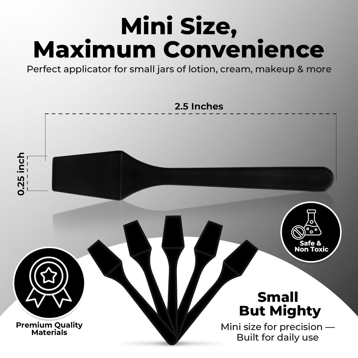 Kopperko Mini Lotion Spatula 2.5" black spatula side view