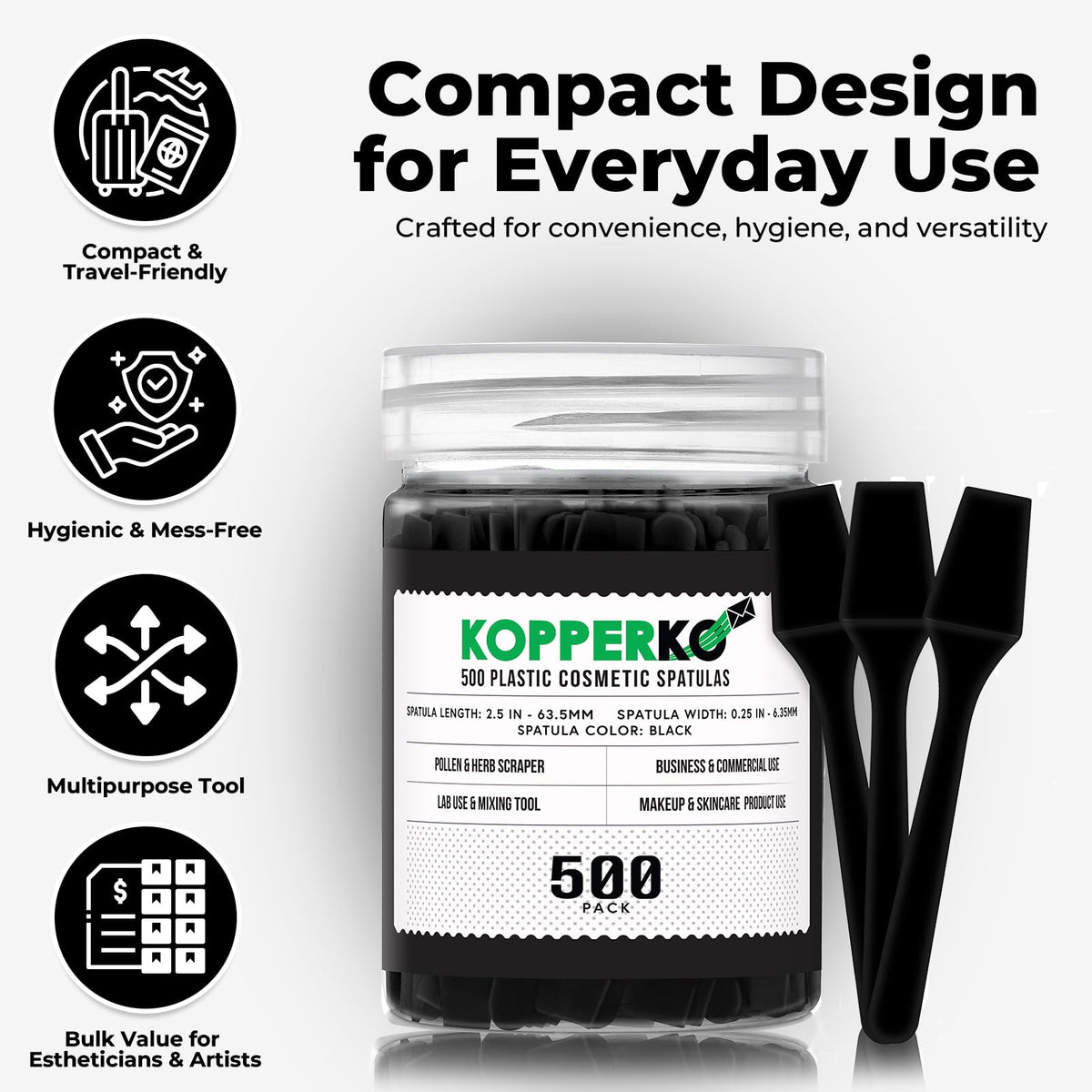 Kopperko Mini Makeup Spatula 500 pack packaging