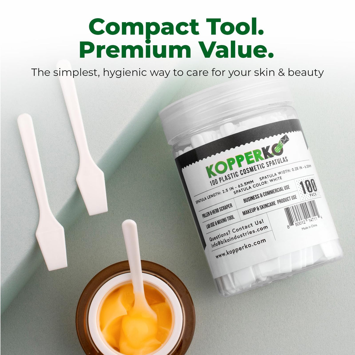 Kopperko Mini Skin Care Spatula in a makeup bag