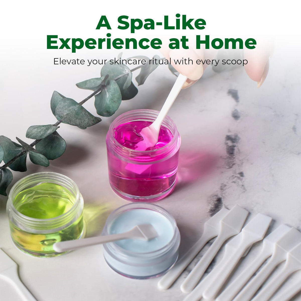 Kopperko Mini Skin Care Spatula on a countertop with skincare products