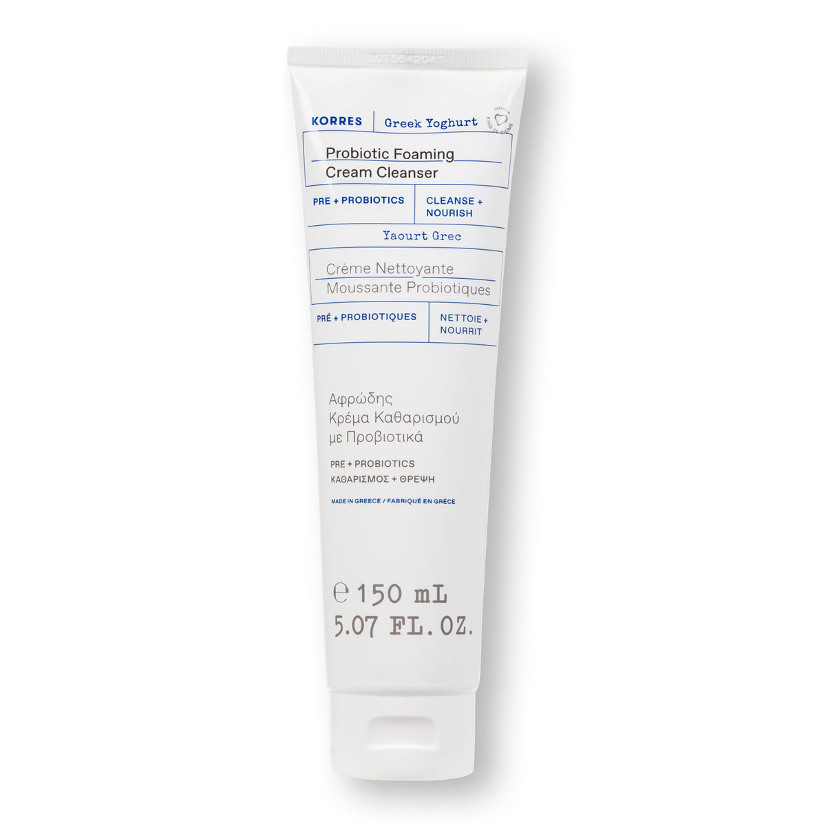 KORRES Greek Yoghurt Foaming Cream Cleanser 150ml front view