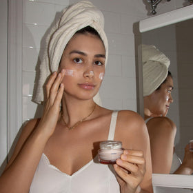 KORRES Wild Rose Night Cream with flowers