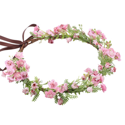 KorViSHOW Pink Bohemian Flower Crown front view with vibrant petals