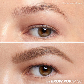 Kosas Brow Pop Nano Eyebrow Pencil showing 1mm ultra-fine tip