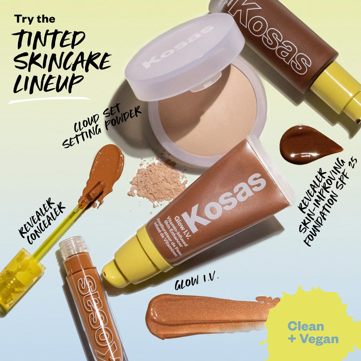 Kosas Glow I.V. Skin Illuminating support back view with ingredients