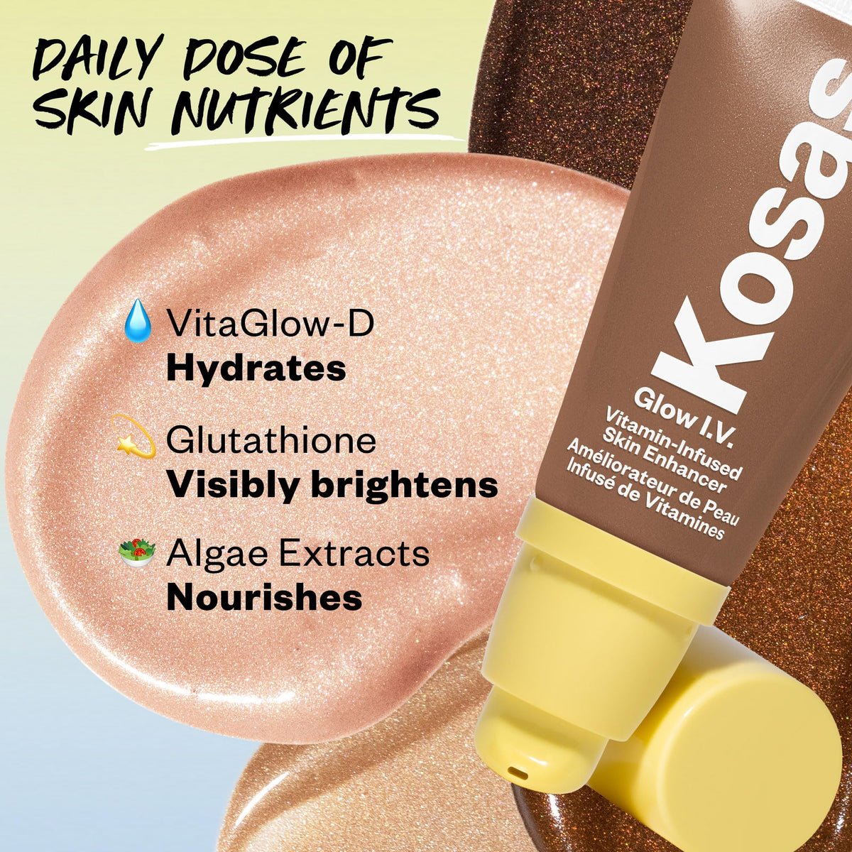 Kosas Glow I.V. Skin Illuminating support with makeup brushes