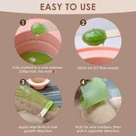 KOTAMU Aloe Vera Hard Waxing Beads with waxing accessories