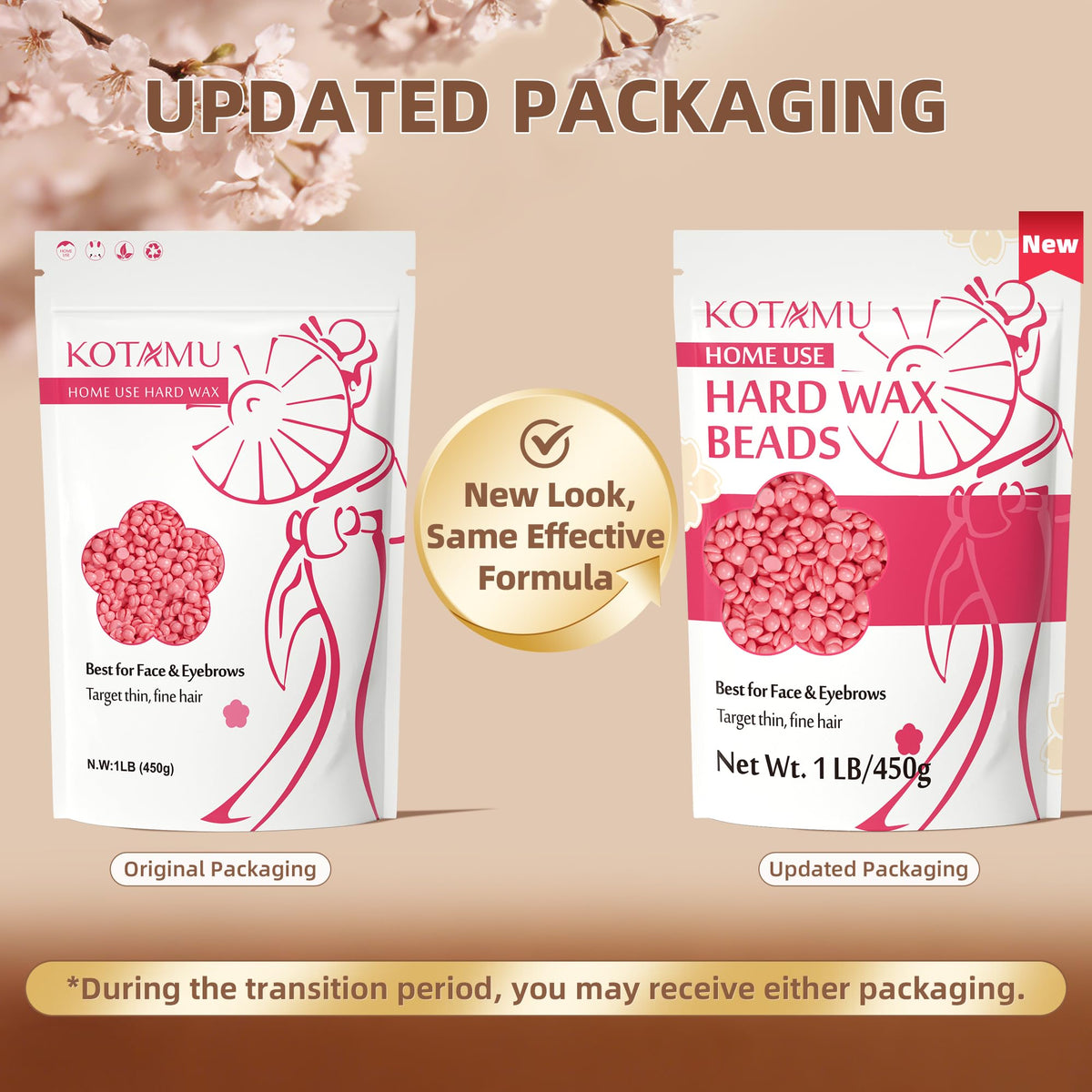 KOTAMU Wax Beads packaging showing ingredients and usage instructions
