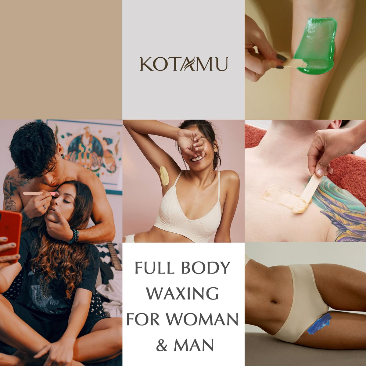 KOTAMU Waxing Kit displayed with beauty products