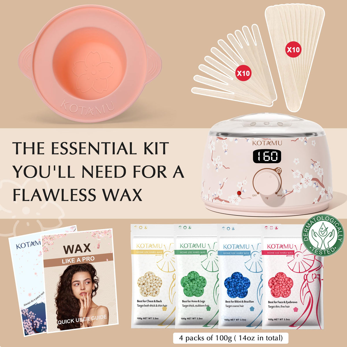 KOTAMU Waxing Kit in use on legs