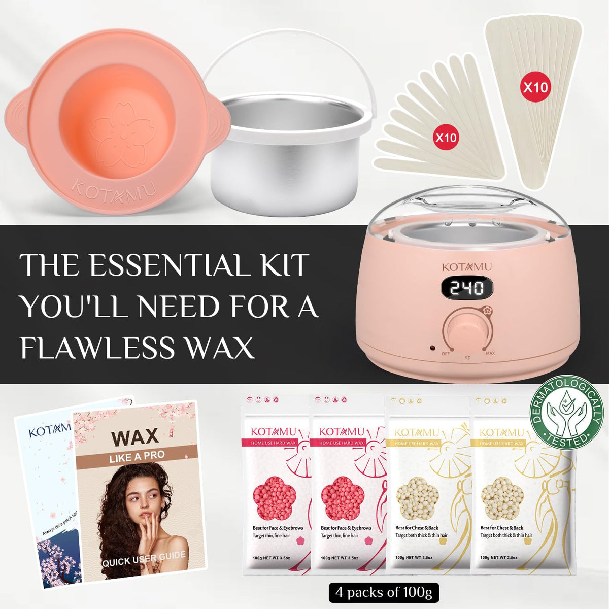 KOTAMU Waxing Kit with wax warmer in action
