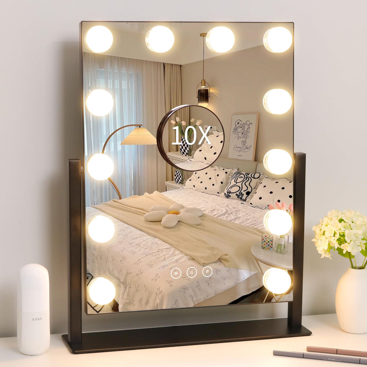 Kotdning Vanity Mirror front view with 12 dimmable bulbs