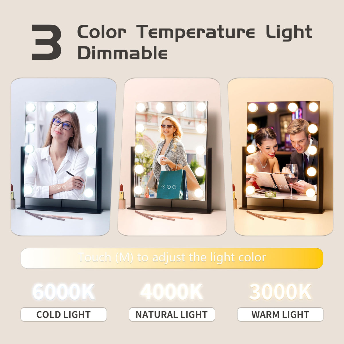 Kotdning Vanity Mirror side view showcasing touch-sensitive controls