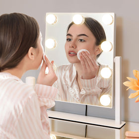 Kotdning Vanity Mirror with 9 dimmable bulbs in a dressing room