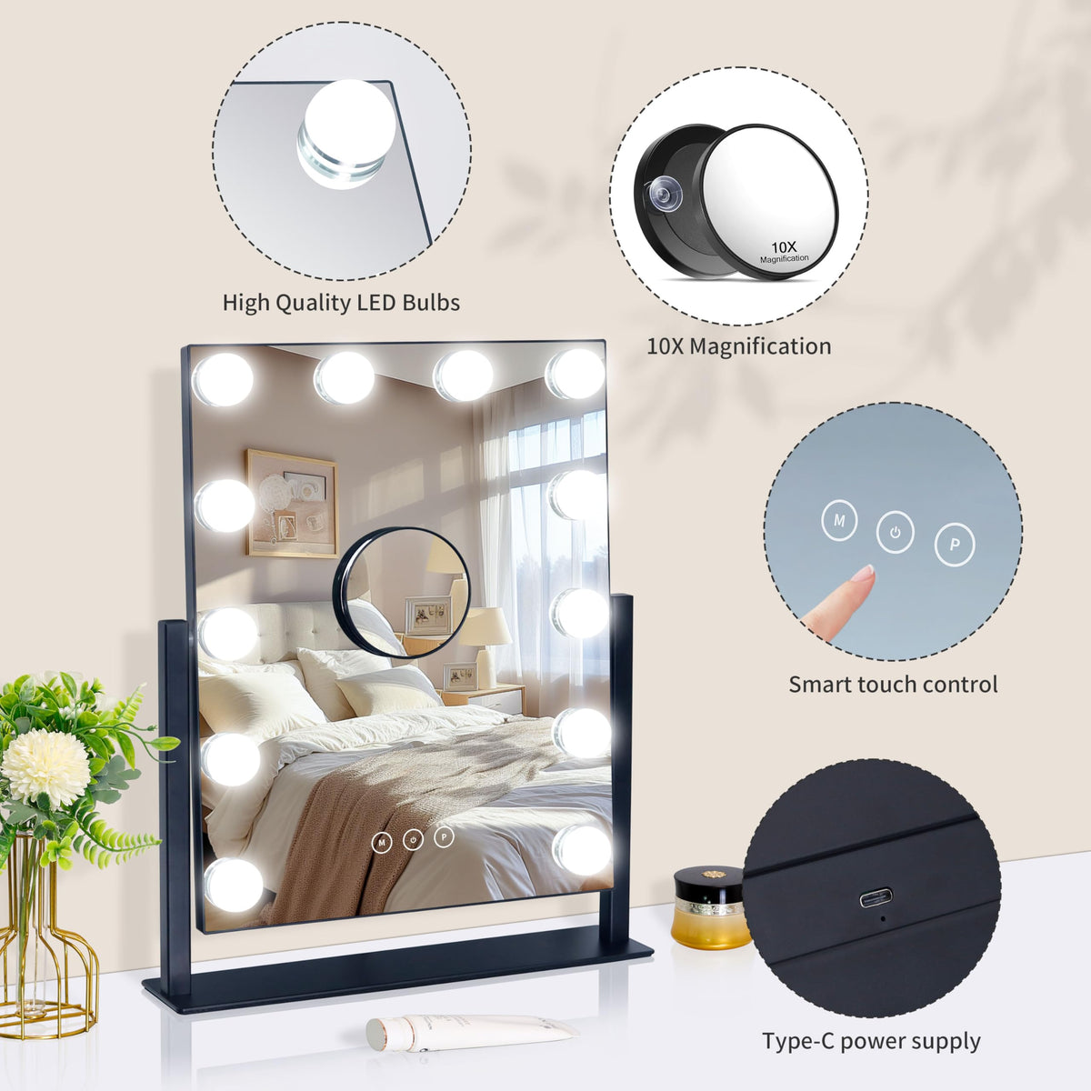 Kotdning Vanity Mirror with lights in a stylish dressing room