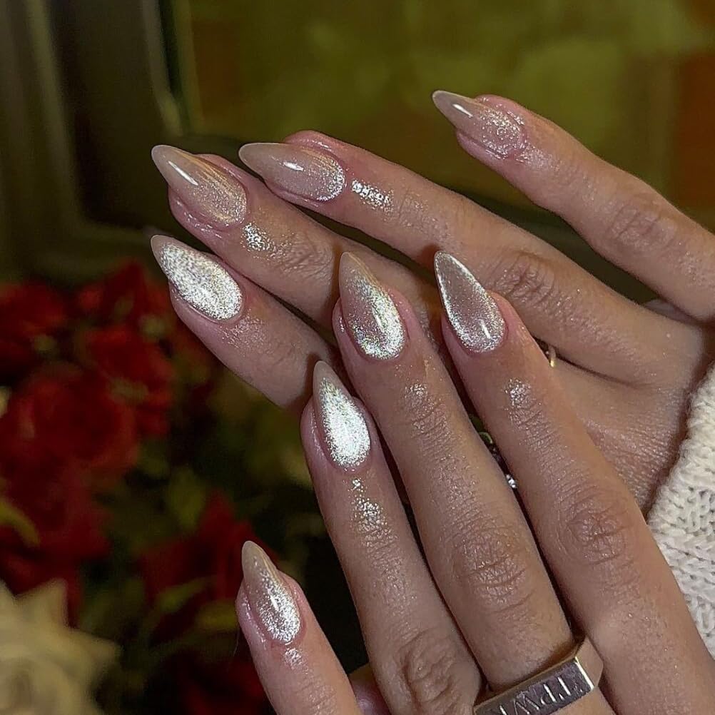 KQueenest 30 Pcs medium almond press on nails with UV coating