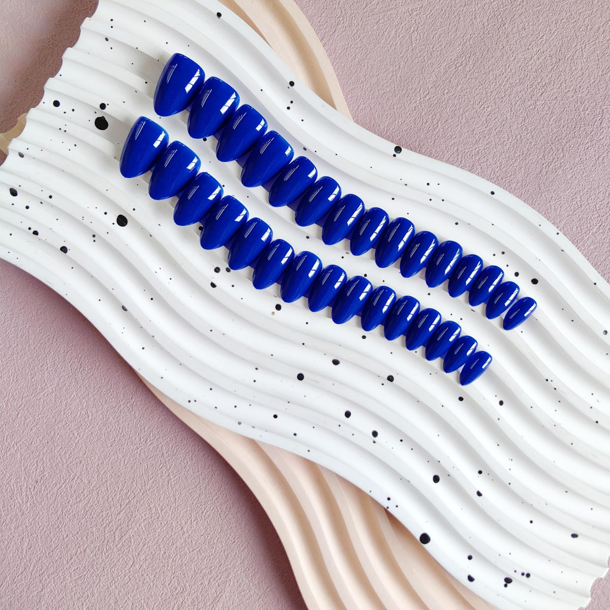 KQueenest Royal Blue Press on Nails Short Almond in display