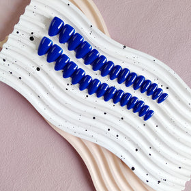 KQueenest Royal Blue Press on Nails Short Almond in display