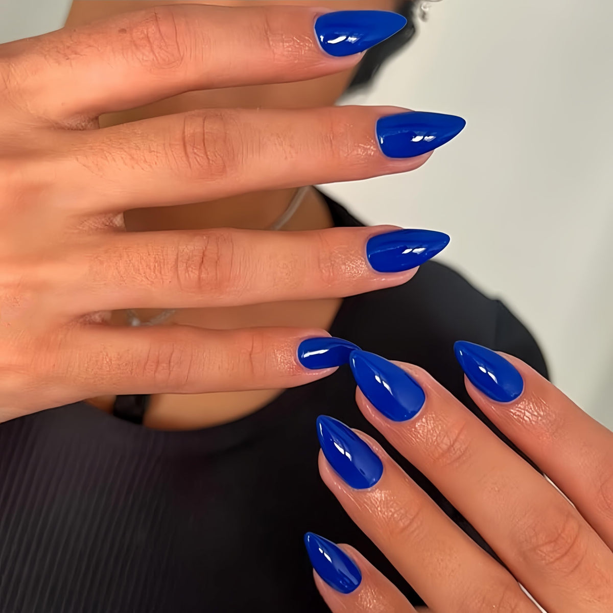 KQueenest Royal Blue Press on Nails Short Almond packaging