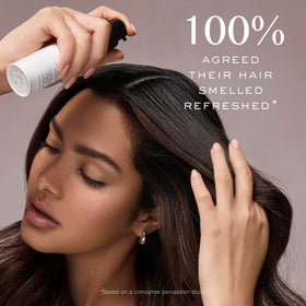 Kristin Ess Dry Shampoo Powder application on dark hair