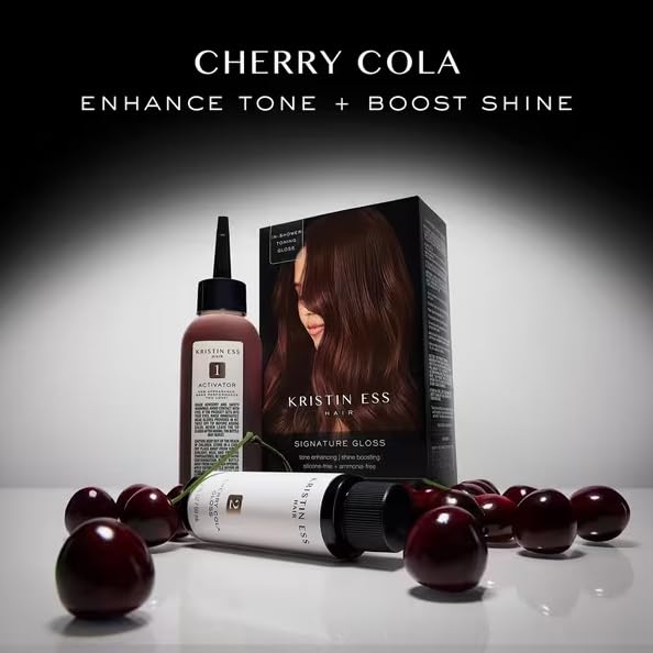 Kristin Ess Hair Gloss Cherry Cola before and after results