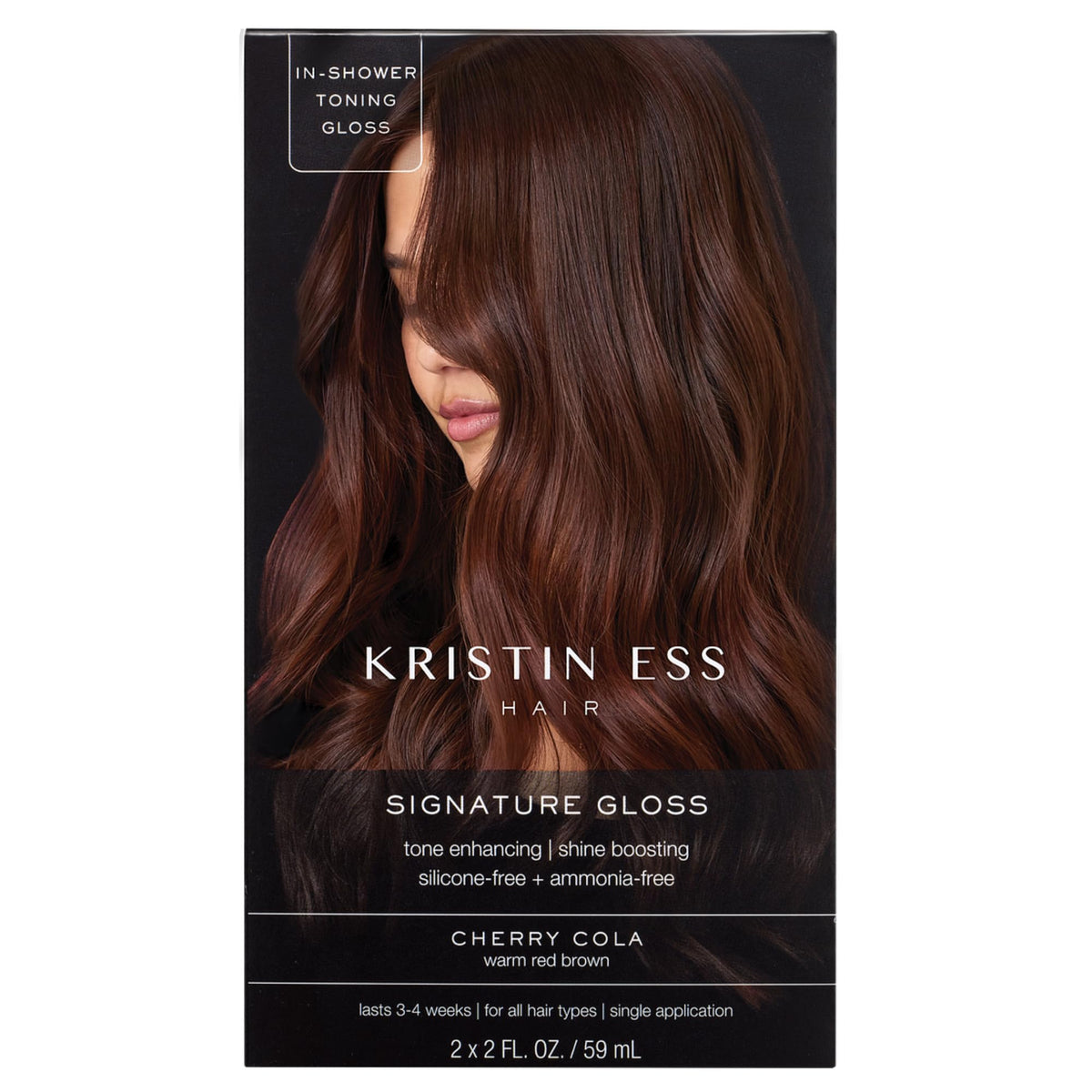Kristin Ess Hair Gloss Cherry Cola front view with packaging