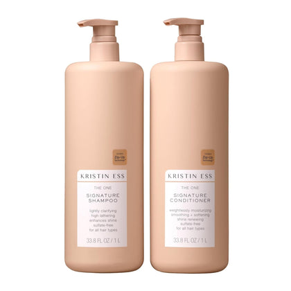 Kristin Ess Signature Shampoo and Conditioner Set front view with pumps
