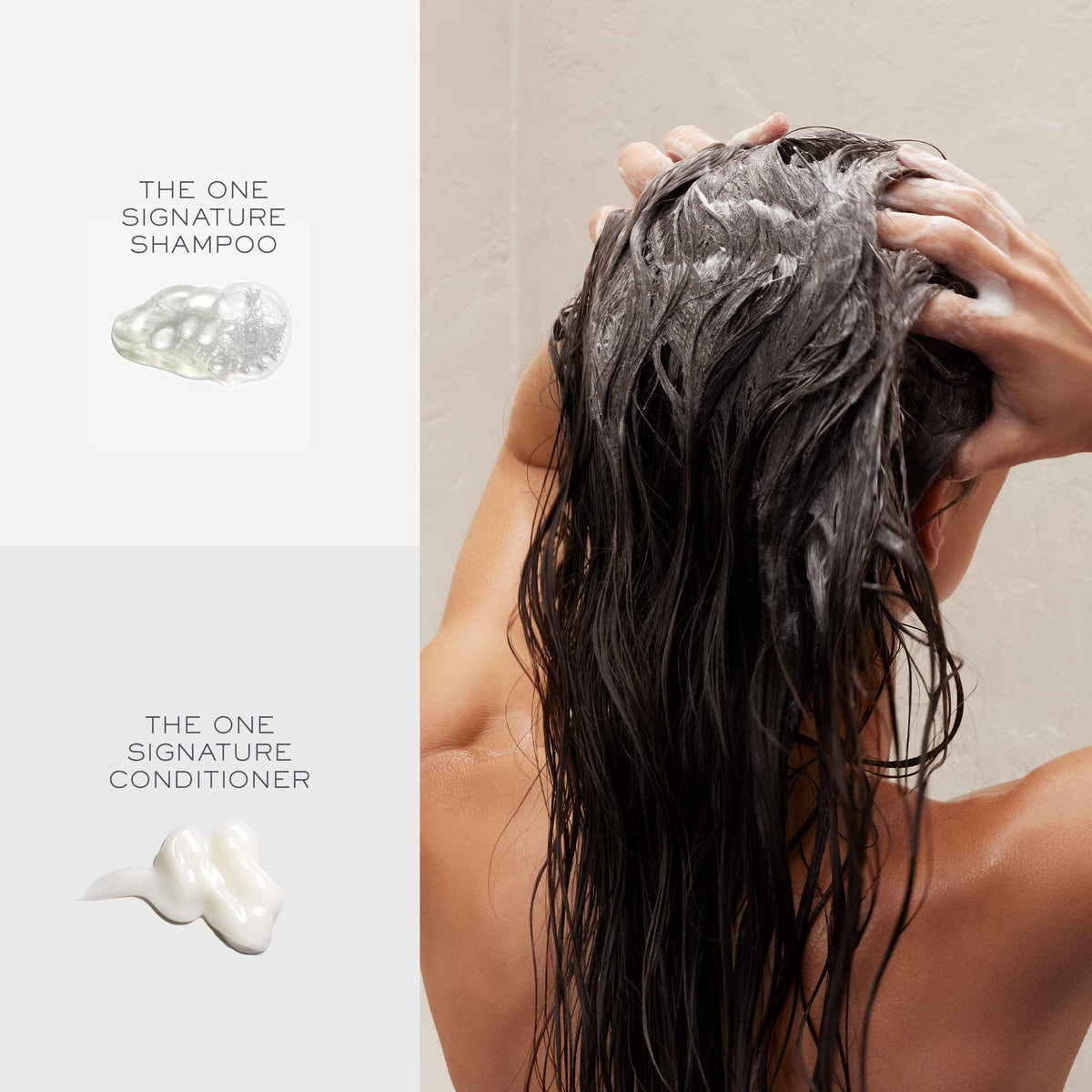 Kristin Ess Signature Shampoo and Conditioner Set on a bathroom shelf