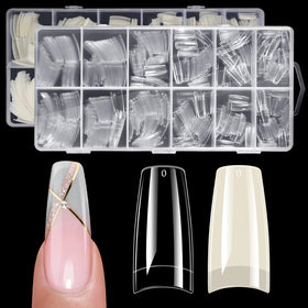 krofaue 1008PCS French Nail Tips clear and natural tips front view