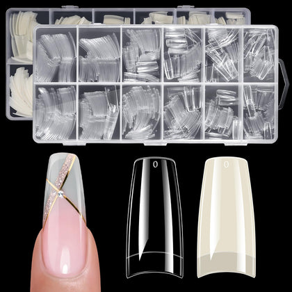 krofaue 1008PCS French Nail Tips clear and natural tips front view