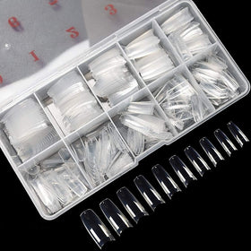 krofaue 500PCS Clear French Half Cover Nail Tips front view