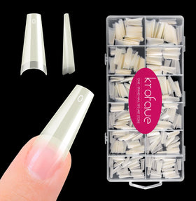 krofaue 600pcs natural acrylic nail tips square front view