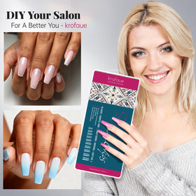 krofaue acrylic nail tips displayed on a table