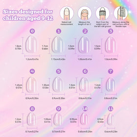 krofaue Almond Kids Nail Tips close-up of almond shape
