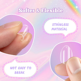 krofaue Almond Kids Nail Tips displayed with nail glue