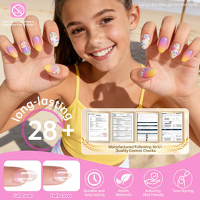 krofaue Almond Kids Nail Tips on a child's hands