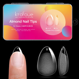 krofaue Almond Nail Tips 240pcs front view