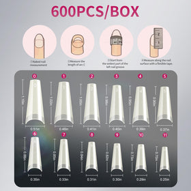 krofaue coffin nail tips in various sizes display