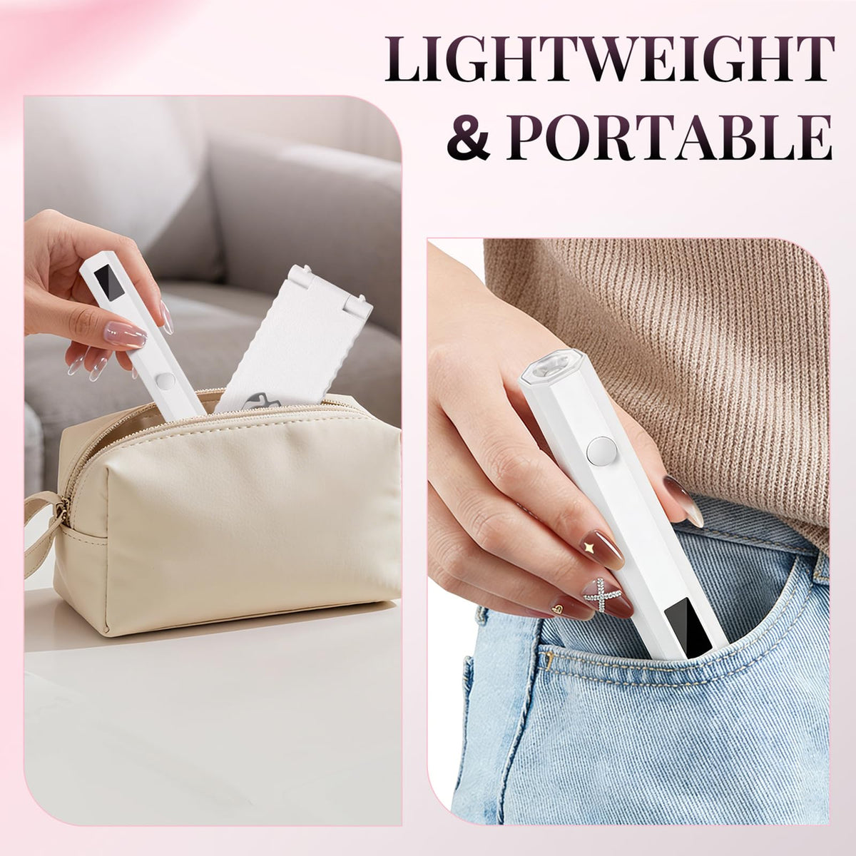 krofaue Cordless UV Nail Light with manicured nails