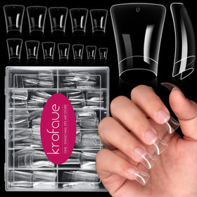 krofaue Duck Nail Tips clear soft gel curved nail tips front view