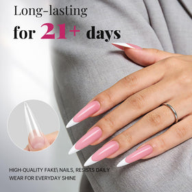 krofaue Extra Long Stiletto Nail Tips close-up of clear tips