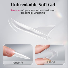 krofaue Extra Long Stiletto Nail Tips displayed with nail polish